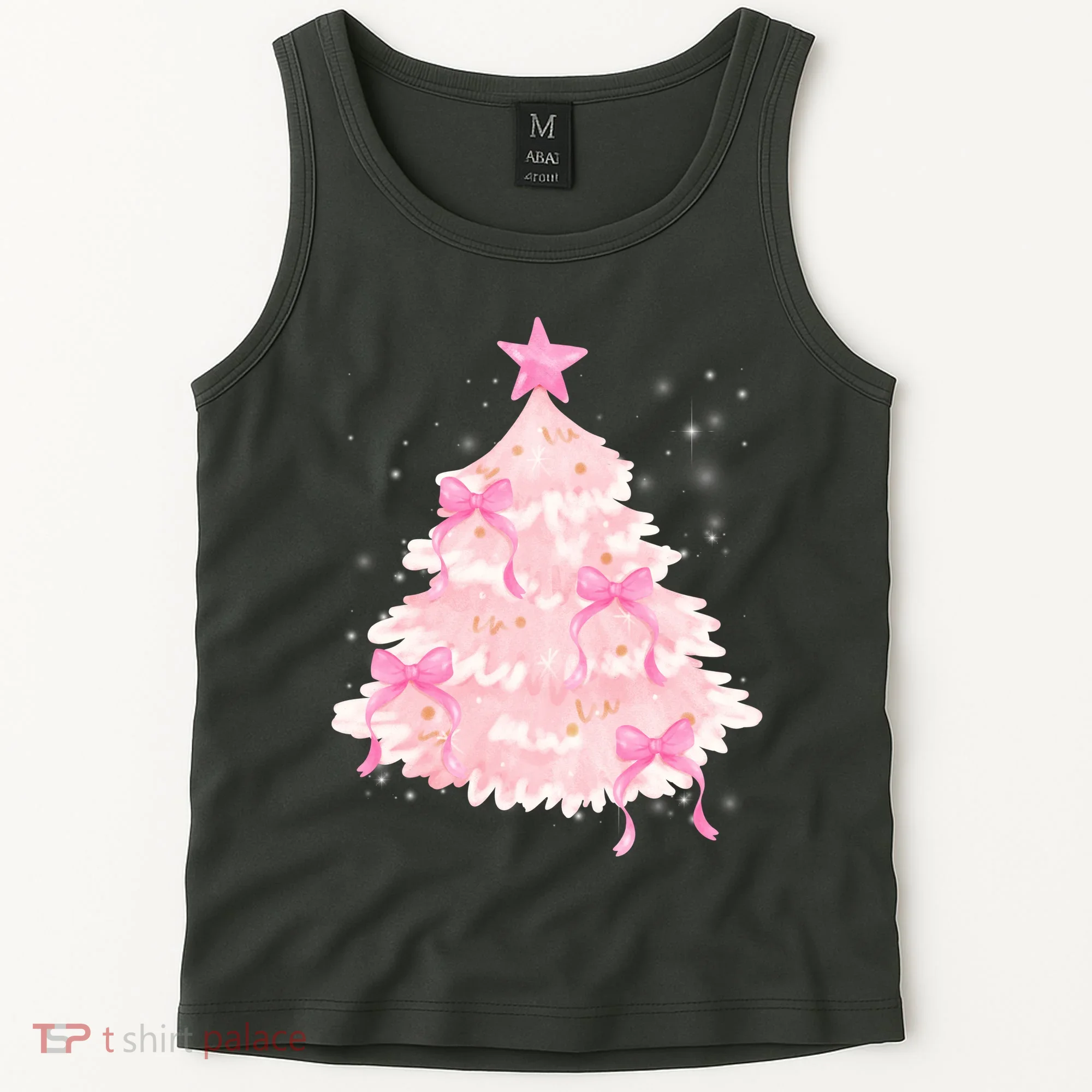 Pink Christmas Tree Bow Cute Holiday Tank Top
