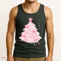 Pink Christmas Tree Bow Cute Holiday Tank Top thumb 3