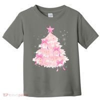 Pink Christmas Tree Bow Cute Holiday Toddler T-Shirt thumb 0