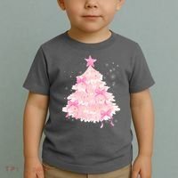 Pink Christmas Tree Bow Cute Holiday Toddler T-Shirt thumb 2