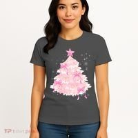 Pink Christmas Tree Bow Cute Holiday Women's T-Shirt thumb 4