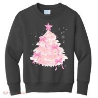 Pink Christmas Tree Bow Cute Holiday Kids Sweatshirt thumb 0