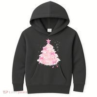 Pink Christmas Tree Bow Cute Holiday Kids Hoodie thumb 0