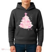 Pink Christmas Tree Bow Cute Holiday Kids Hoodie thumb 4
