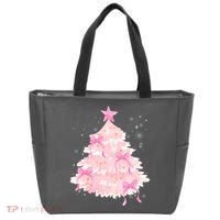 Pink Christmas Tree Bow Cute Holiday Tote Bag thumb 0