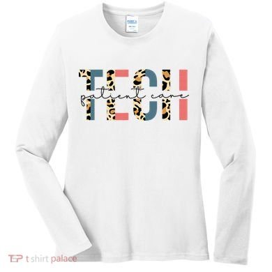 Patient Care Tech Leopard Patient Care Technician PCT Women's Long Sleeve Shirt