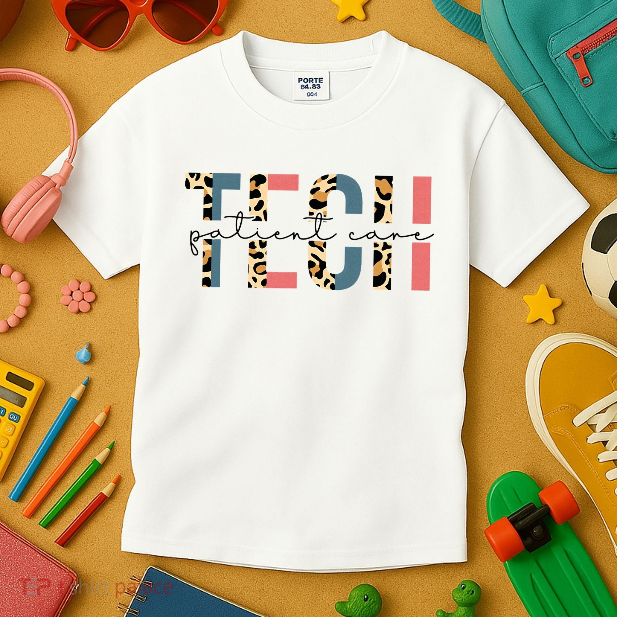 Patient Care Tech Leopard Patient Care Technician PCT Kids T-Shirt