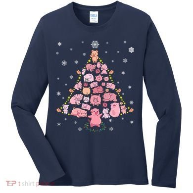 Pig Christmas Tree Women's Long Sleeve Shirt