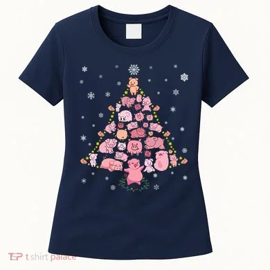 Pig Christmas Tree Women's T-Shirt