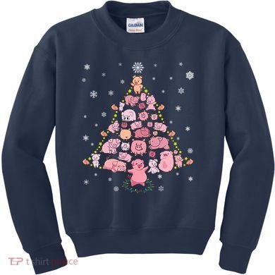 Pig Christmas Tree Kids Sweatshirt
