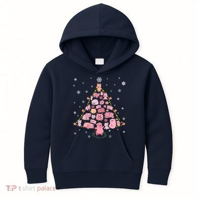Pig Christmas Tree Kids Hoodie