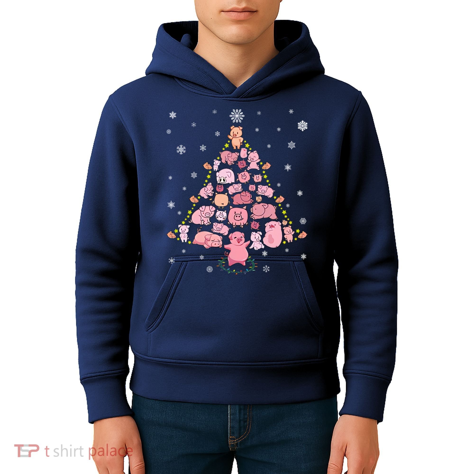 Pig Christmas Tree Kids Hoodie