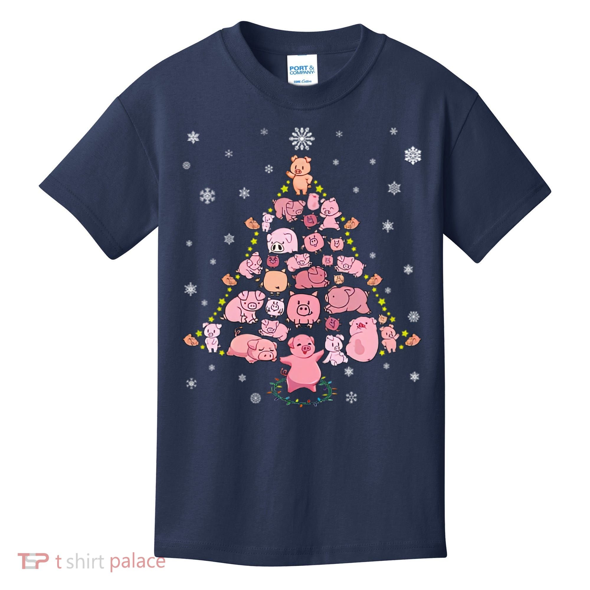 Pig Christmas Tree Kids T-Shirt