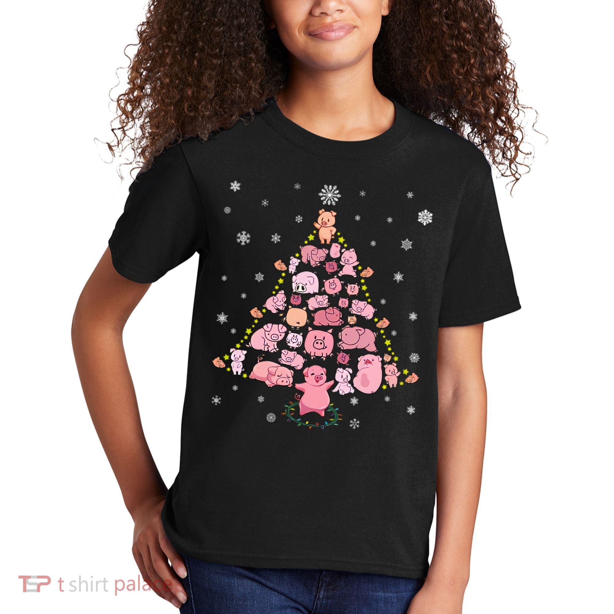 Pig Christmas Tree Kids T-Shirt