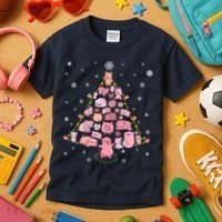 Pig Christmas Tree Kids T-Shirt thumb 3
