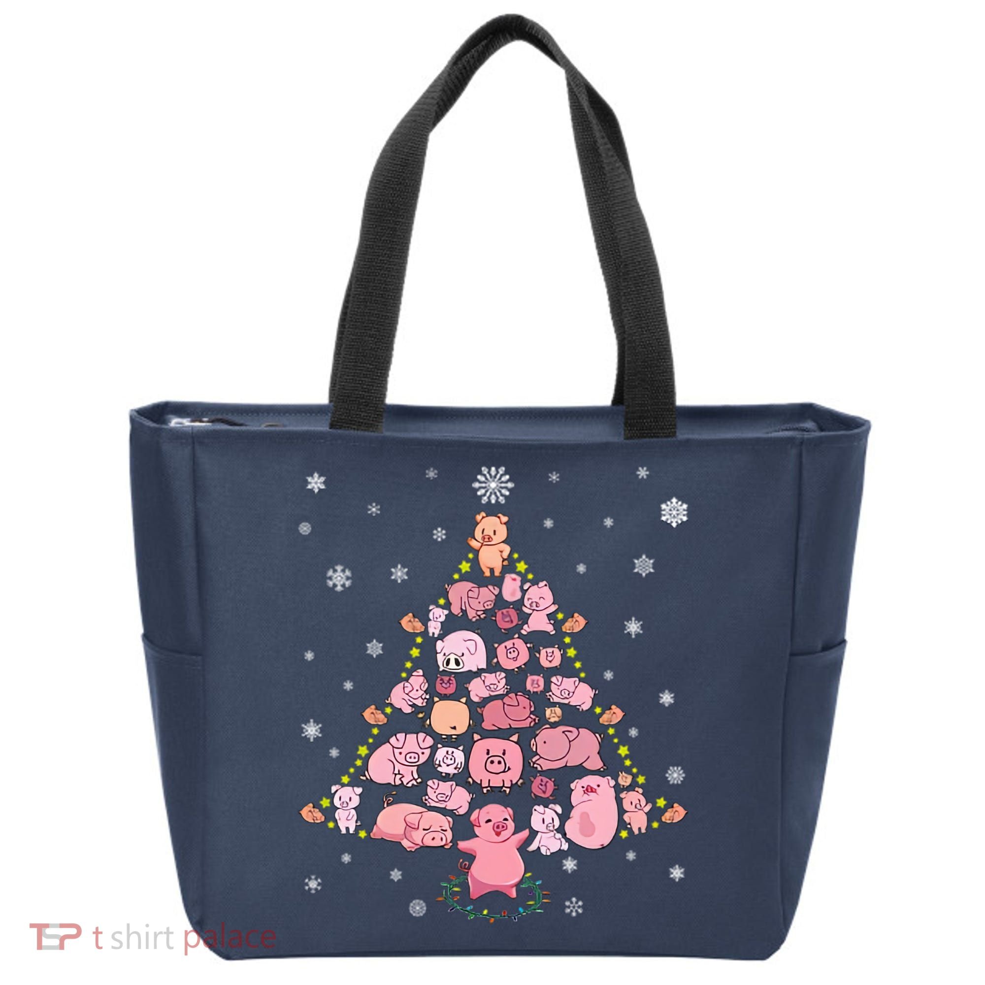 Pig Christmas Tree Tote Bag