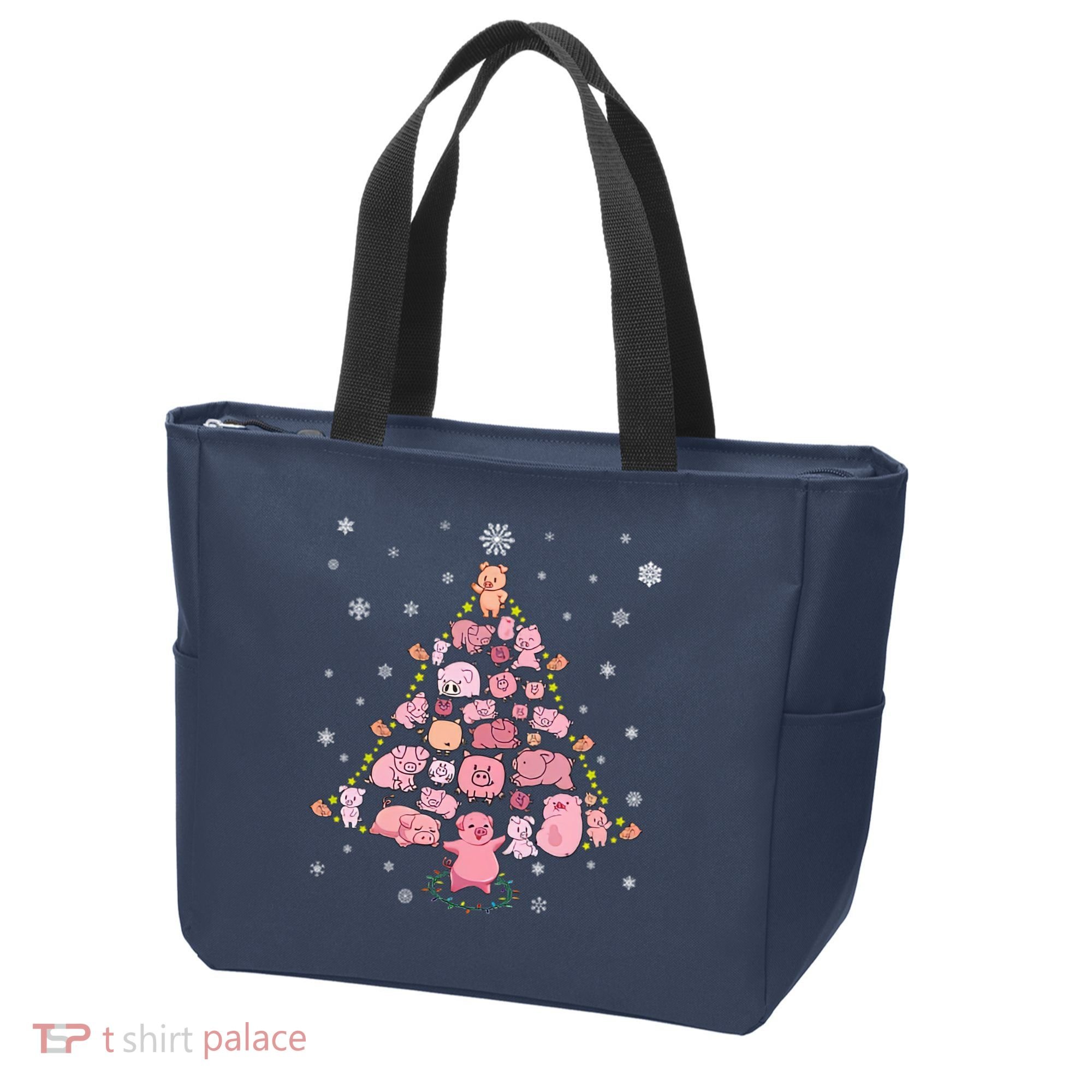 Pig Christmas Tree Tote Bag