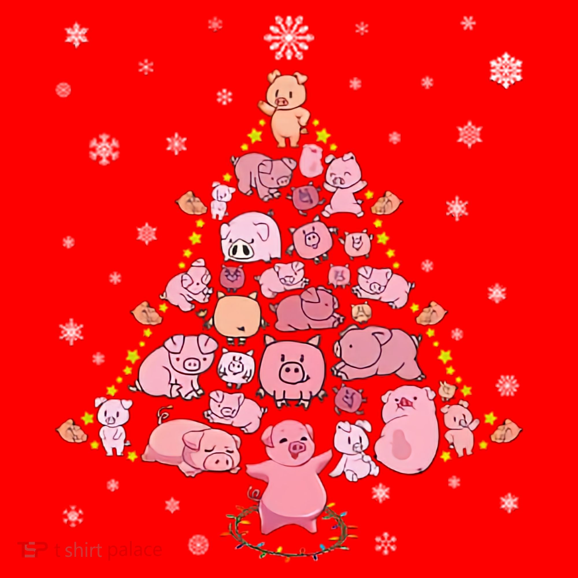 Pig Christmas Tree Santa Hat