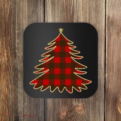 Plaid Christmas Tree Coaster