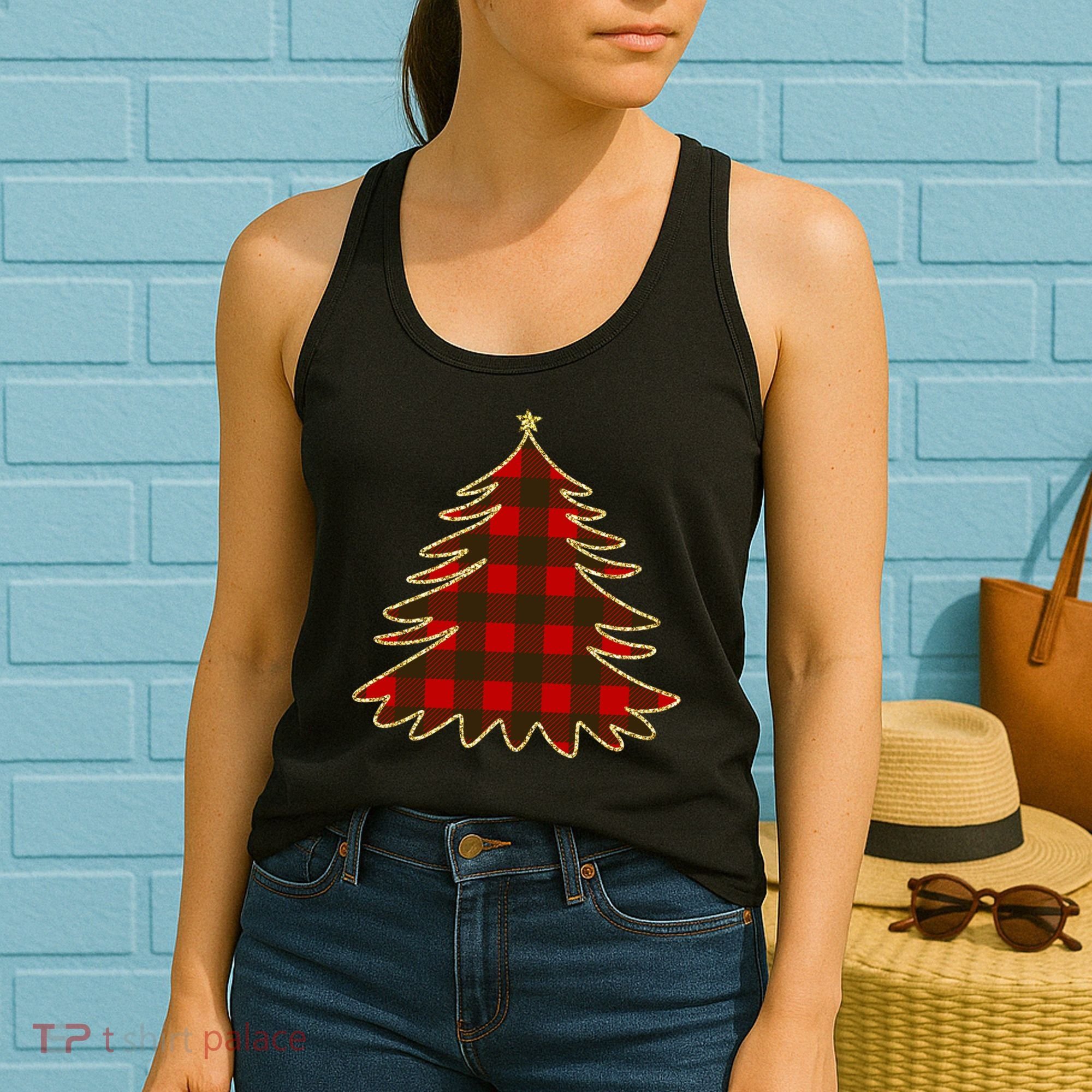 Plaid Christmas Tree Women's Tank Top