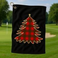 Plaid Christmas Tree Golf Towel thumb 1