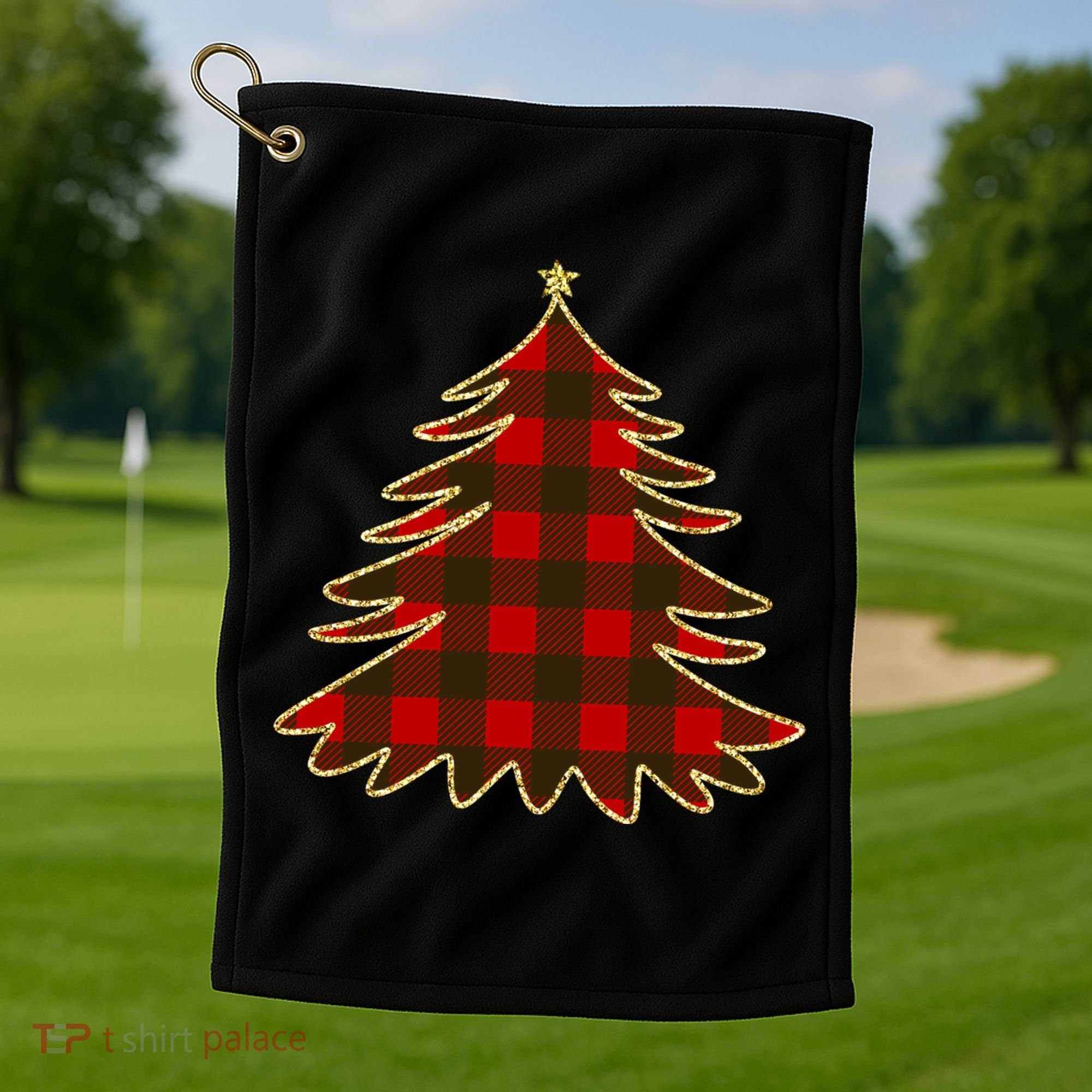 Plaid Christmas Tree Golf Towel