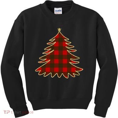Plaid Christmas Tree Kids Sweatshirt