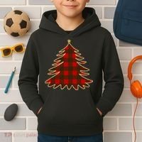 Plaid Christmas Tree Kids Hoodie thumb 2