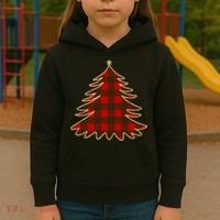 Plaid Christmas Tree Kids Hoodie thumb 3