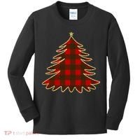 Plaid Christmas Tree Kids Long Sleeve Shirt thumb 0