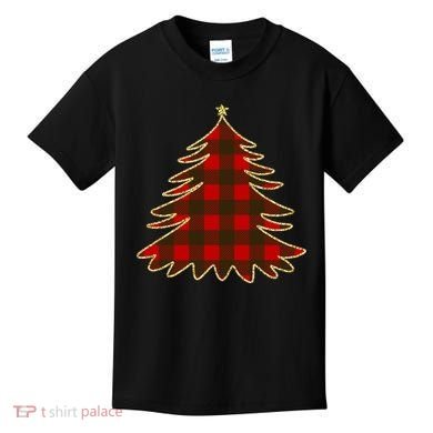 Plaid Christmas Tree Kids T-Shirt