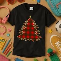 Plaid Christmas Tree Kids T-Shirt thumb 3