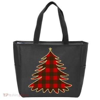 Plaid Christmas Tree Tote Bag