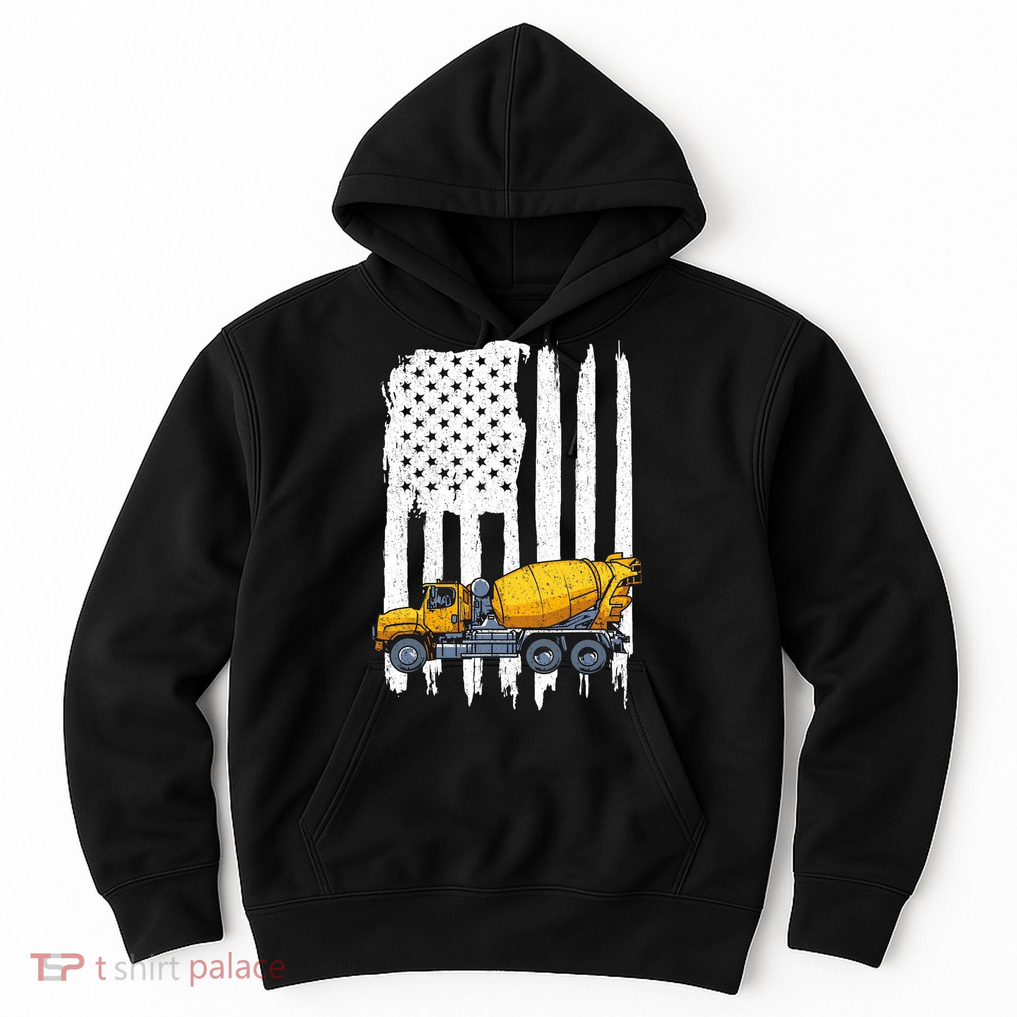 Patriotic Cement Truck Driver Concrete Mixer American Flag Hoodie
