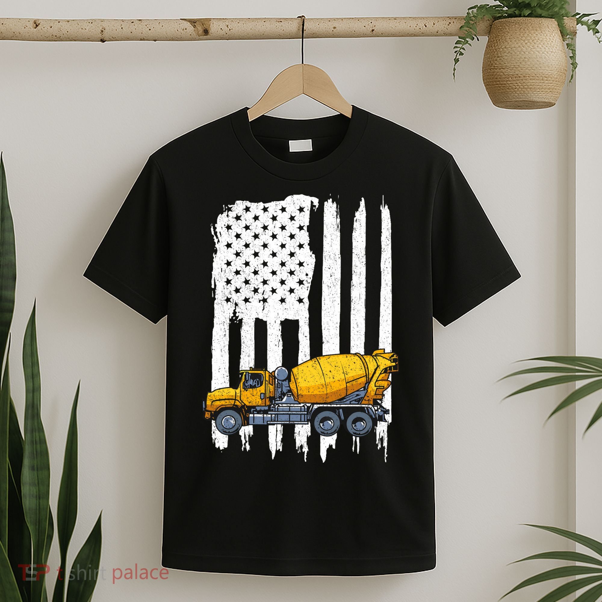 Patriotic Cement Truck Driver Concrete Mixer American Flag T-Shirt