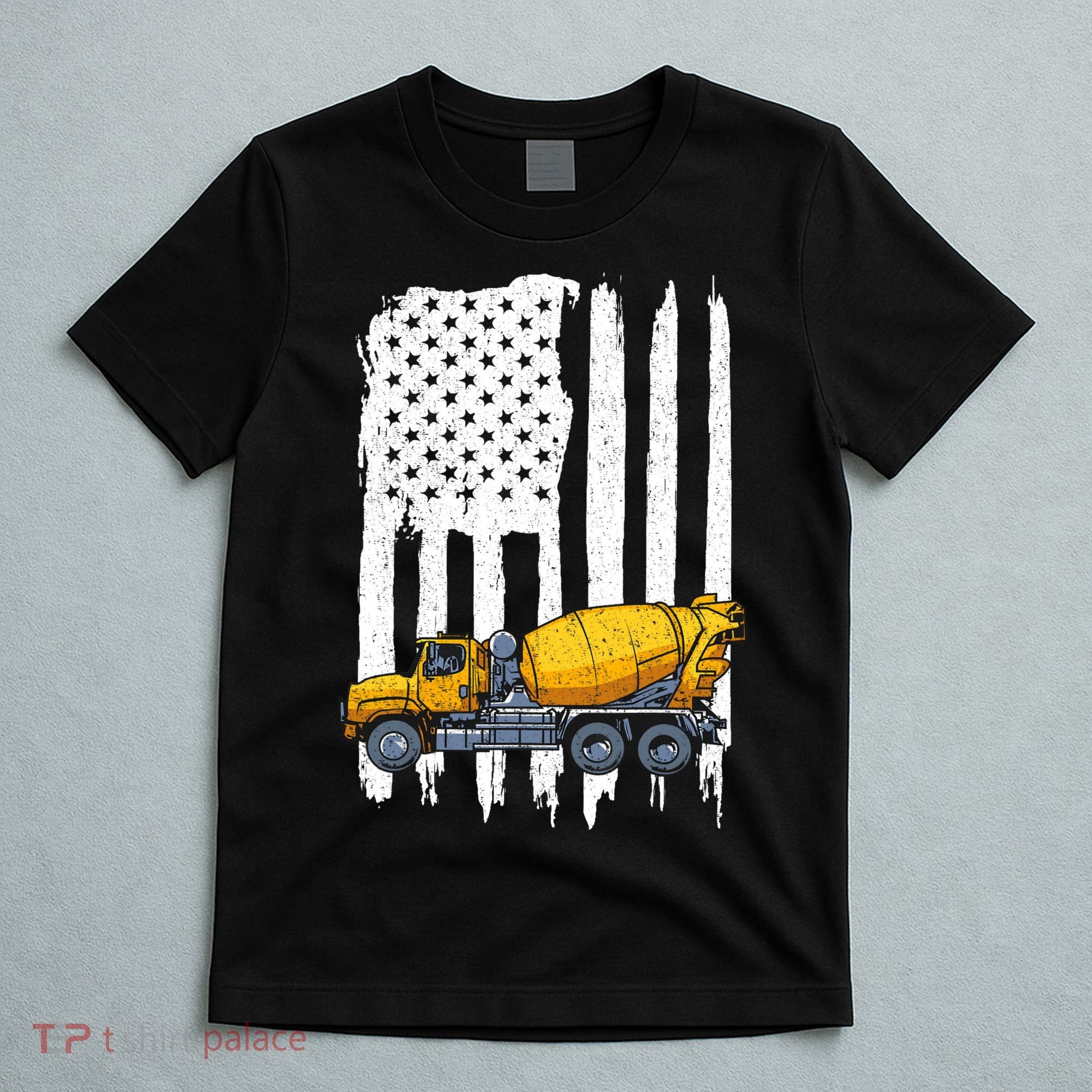 Patriotic Cement Truck Driver Concrete Mixer American Flag T-Shirt