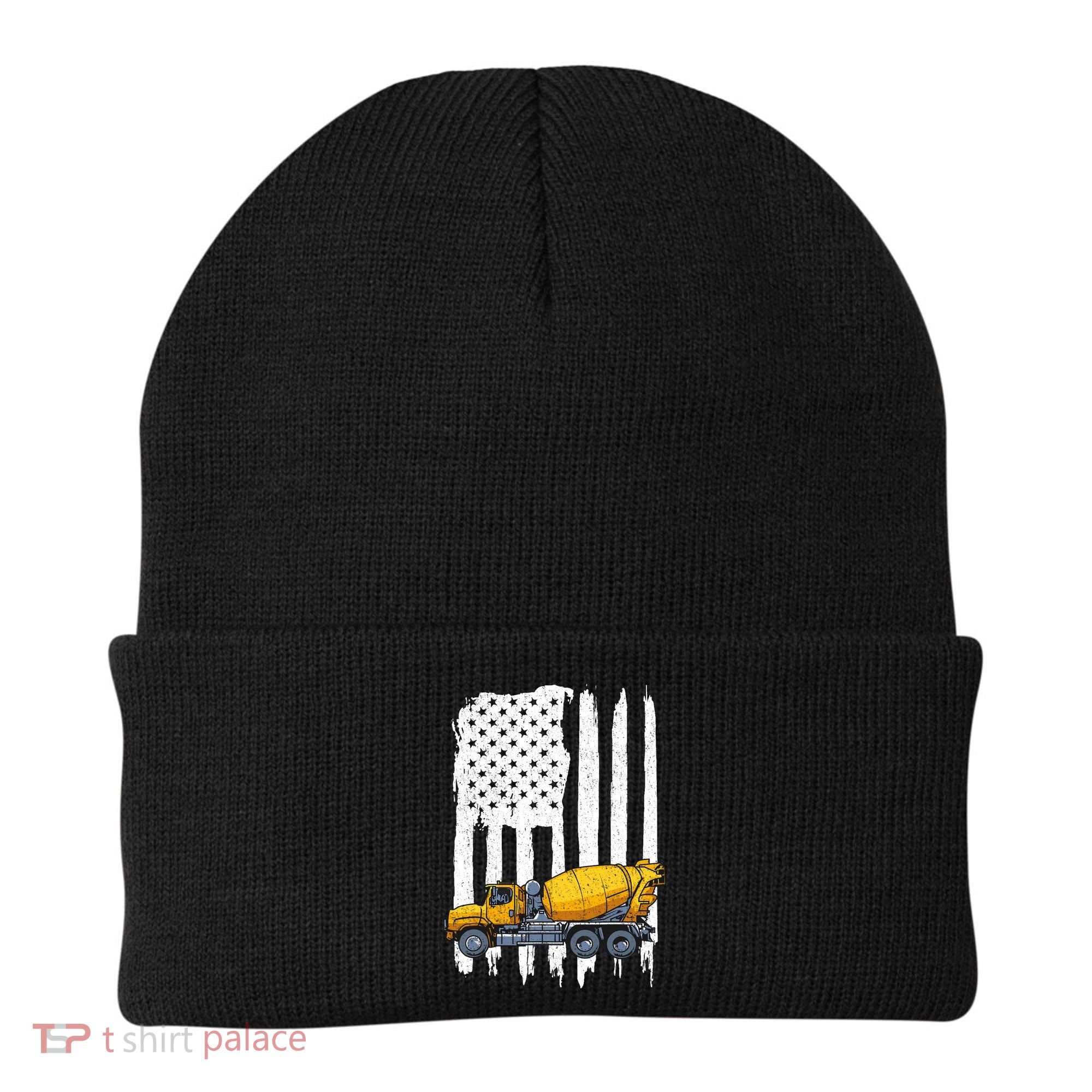 Patriotic Cement Truck Driver Concrete Mixer American Flag Beanie