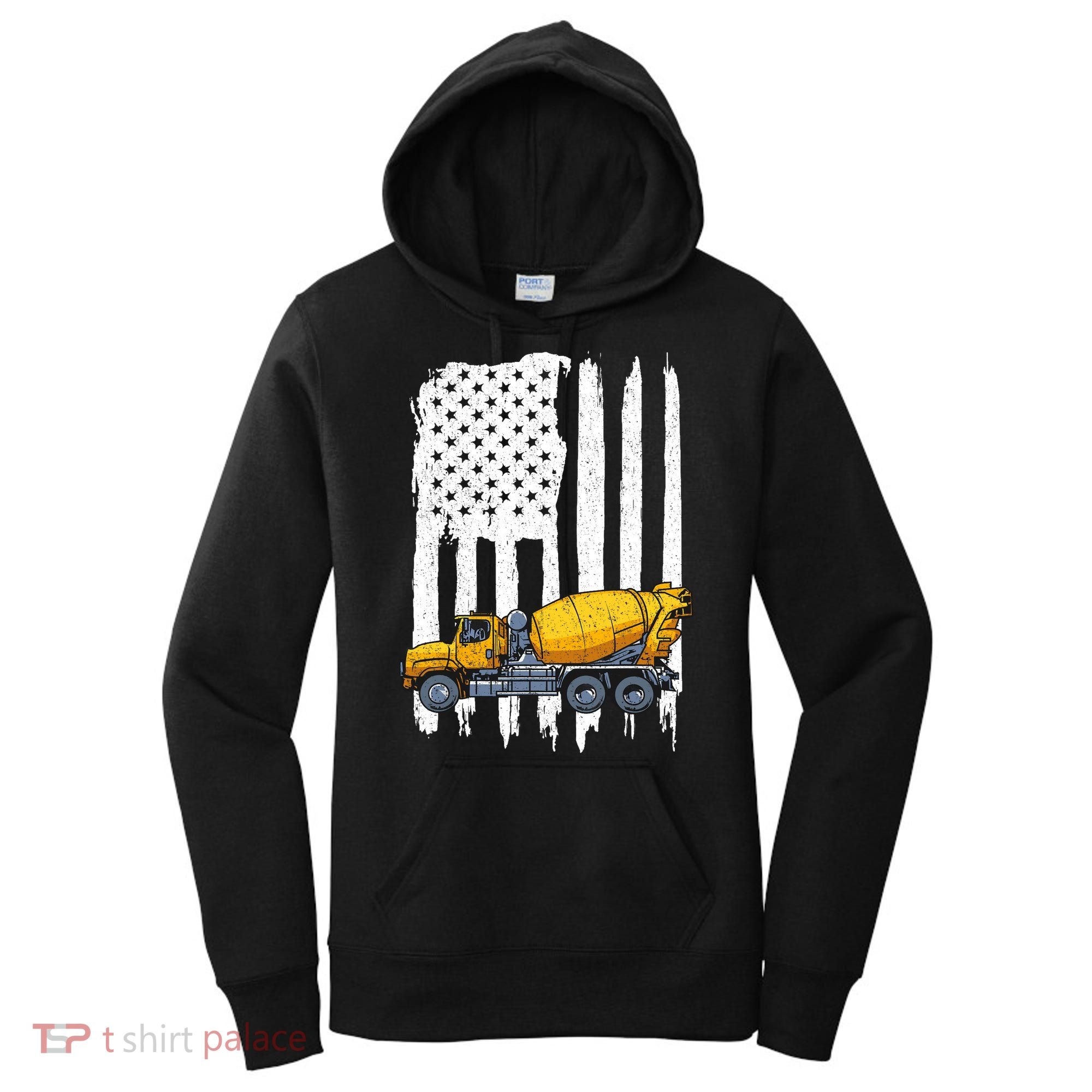 Patriotic Cement Truck Driver Concrete Mixer American Flag Women's Hoodie