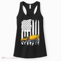 Patriotic Cement Truck Driver Concrete Mixer American Flag Women's Tank Top thumb 0