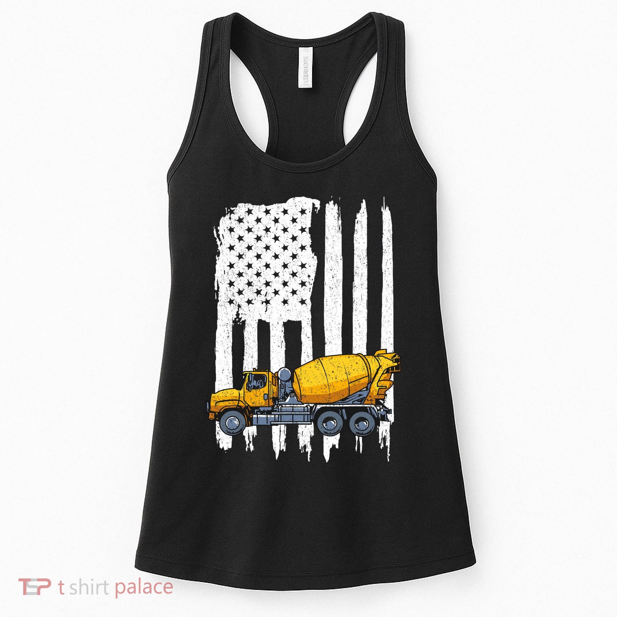 Patriotic Cement Truck Driver Concrete Mixer American Flag Women's Tank Top