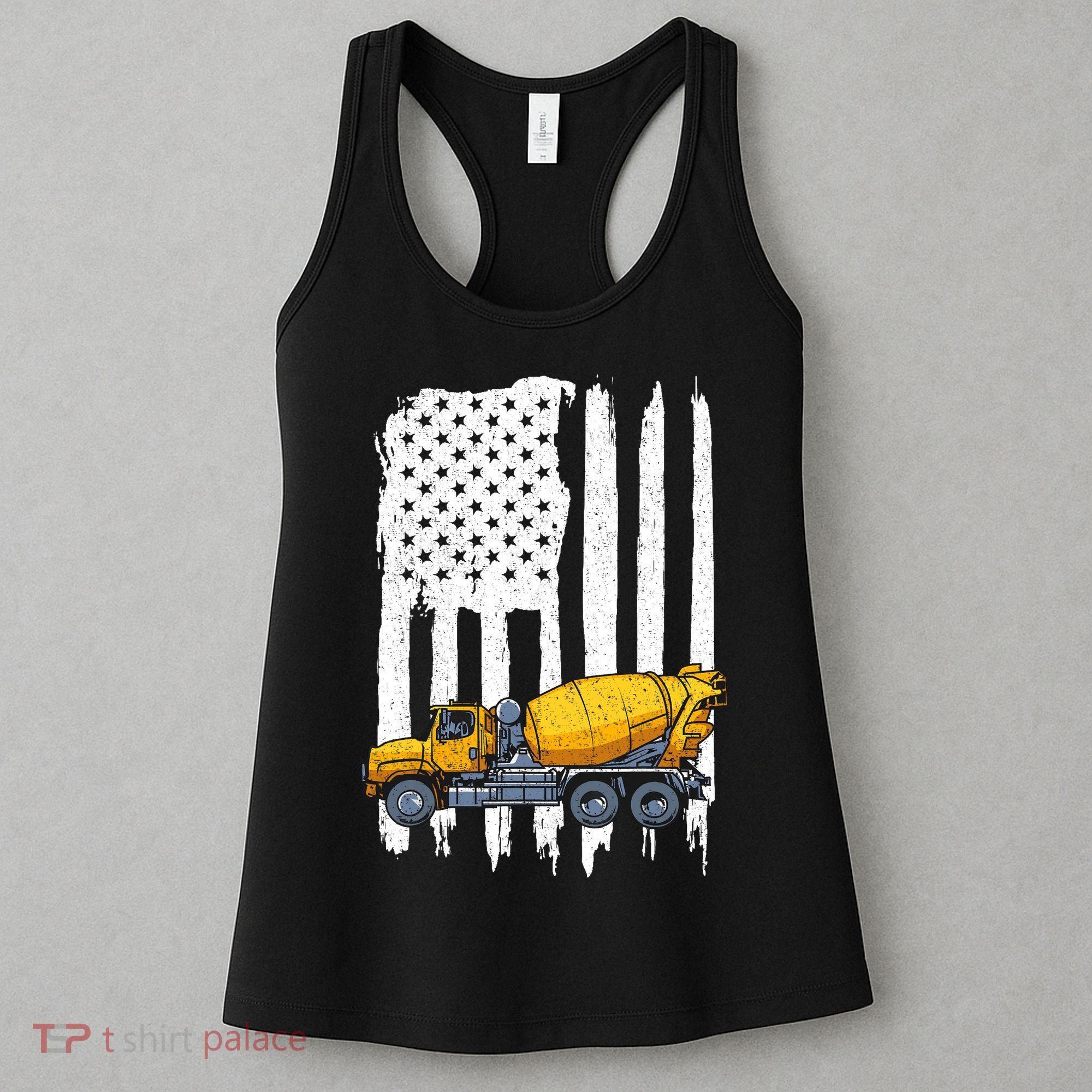 Patriotic Cement Truck Driver Concrete Mixer American Flag Women's Tank Top
