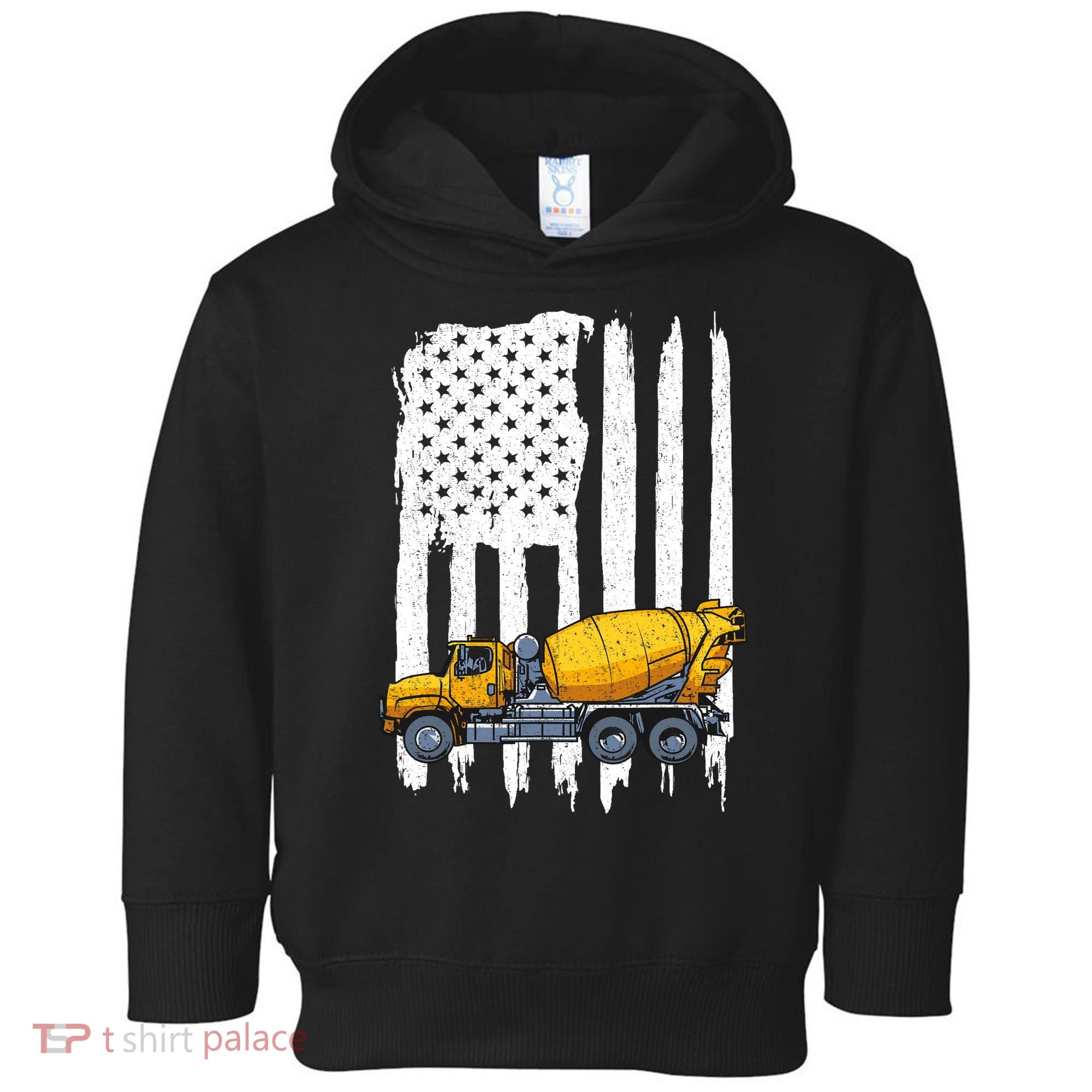 Patriotic Cement Truck Driver Concrete Mixer American Flag Toddler Hoodie