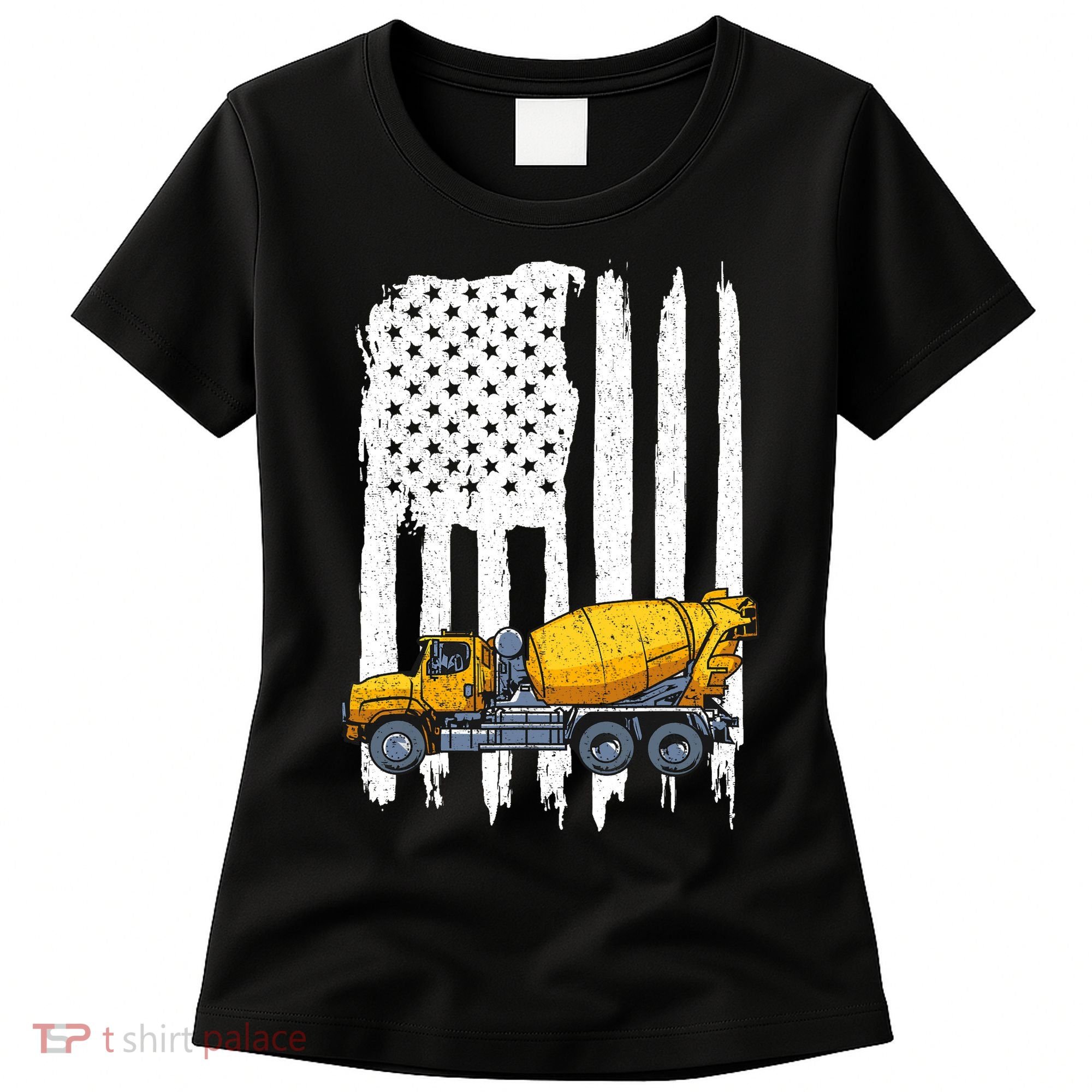 Patriotic Cement Truck Driver Concrete Mixer American Flag Women's T-Shirt