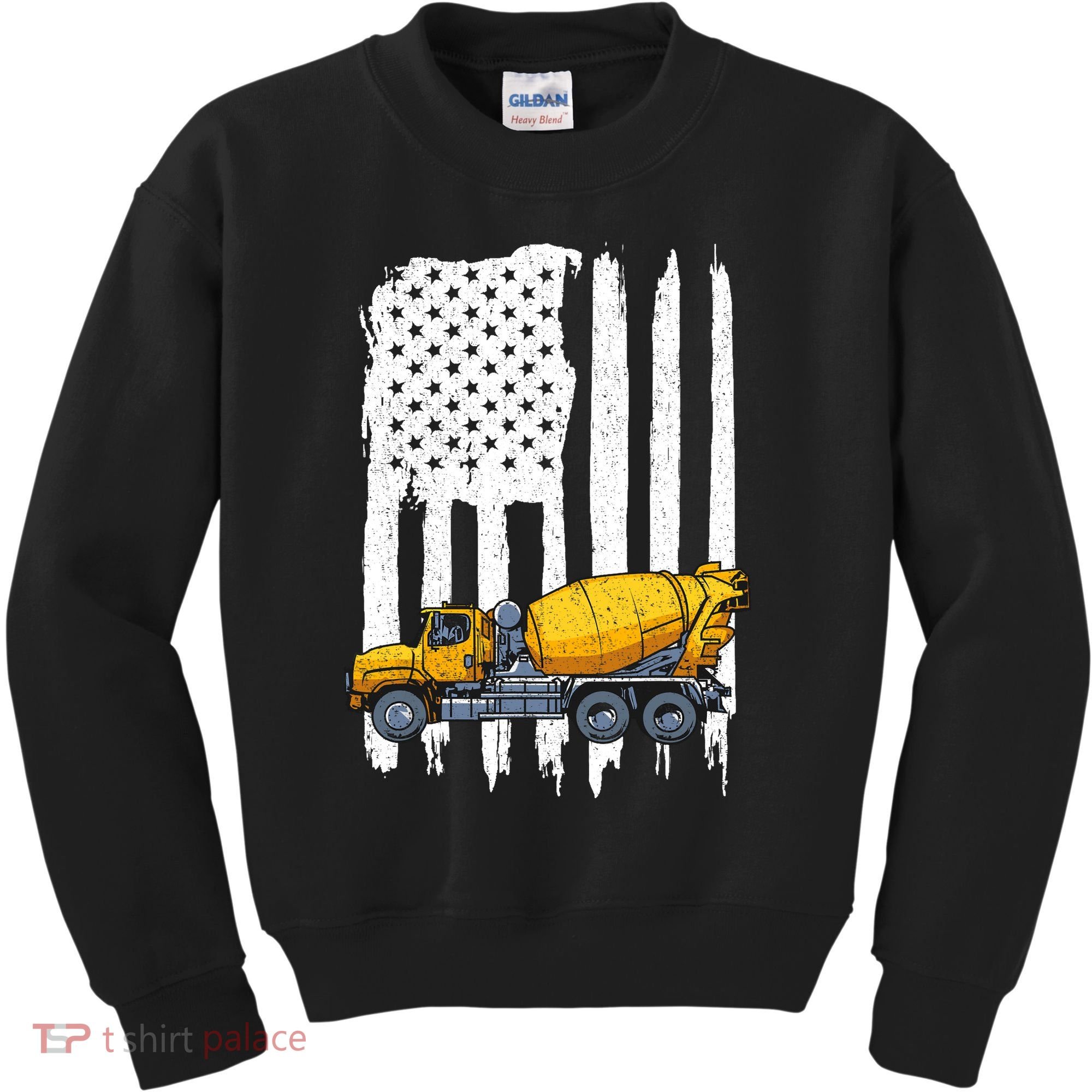 Patriotic Cement Truck Driver Concrete Mixer American Flag Kids Sweatshirt