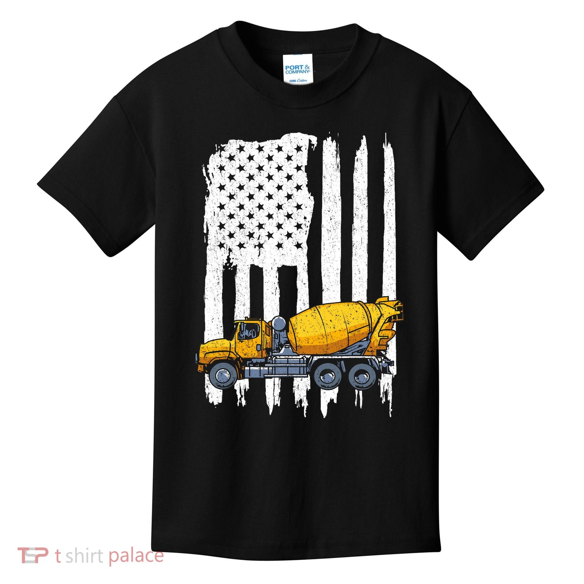 Patriotic Cement Truck Driver Concrete Mixer American Flag Kids T-Shirt