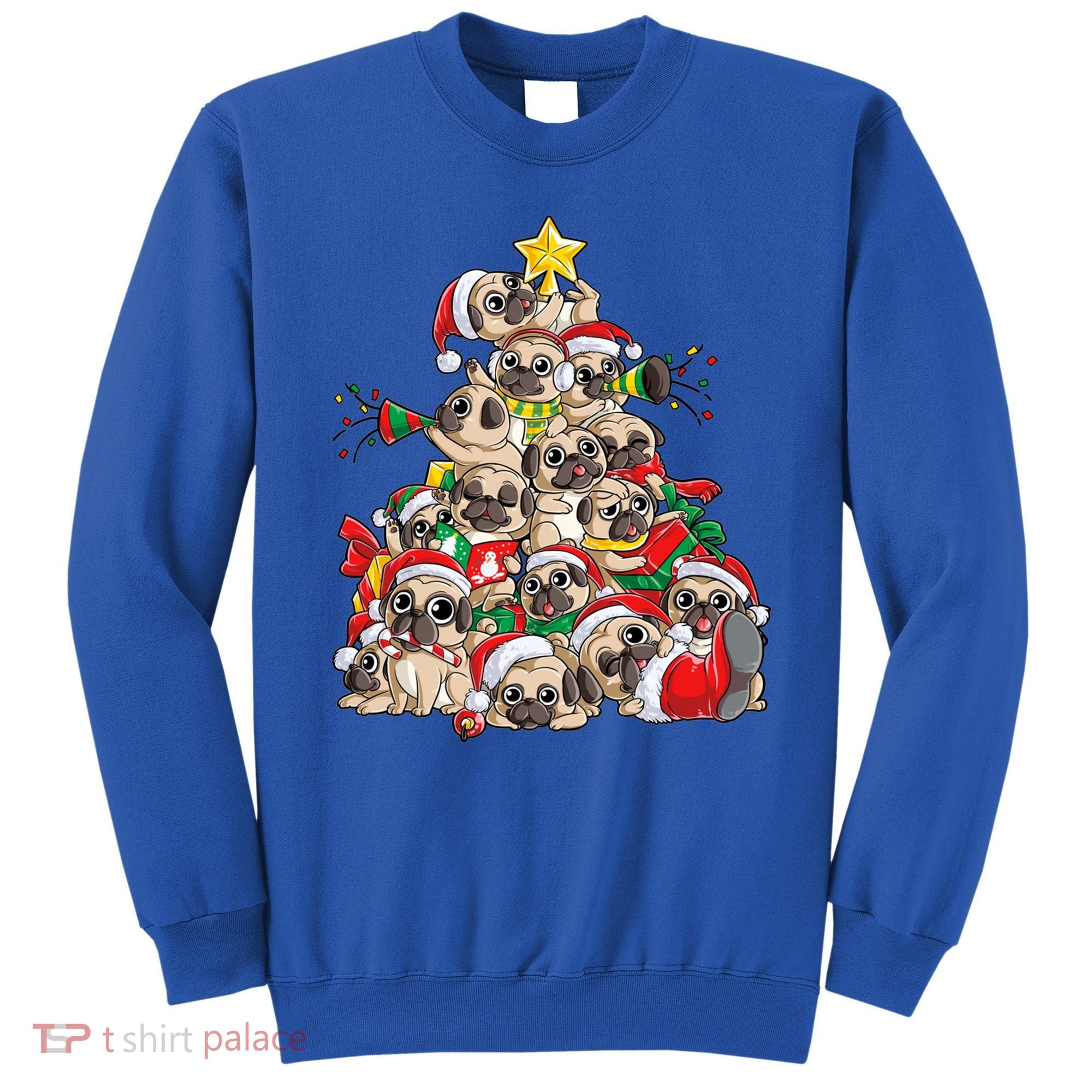 Pug Christmas Tree Dog Santa Xmas Boys Girls Merry Dogmas Gift Sweatshirt