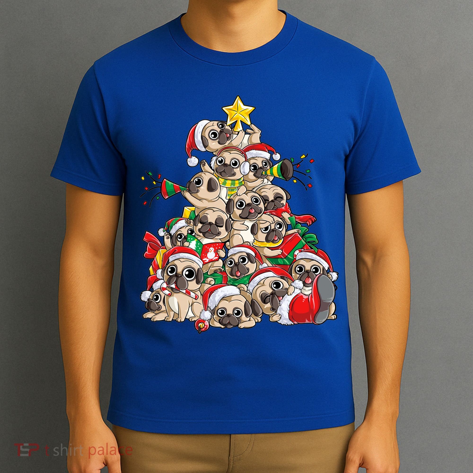 Pug Christmas Tree Dog Santa Xmas Boys Girls Merry Dogmas Gift T-Shirt