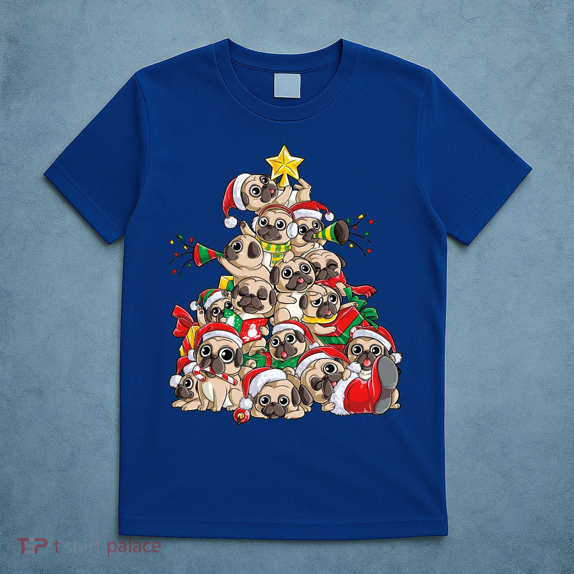 Pug Christmas Tree Dog Santa Xmas Boys Girls Merry Dogmas Gift T-Shirt