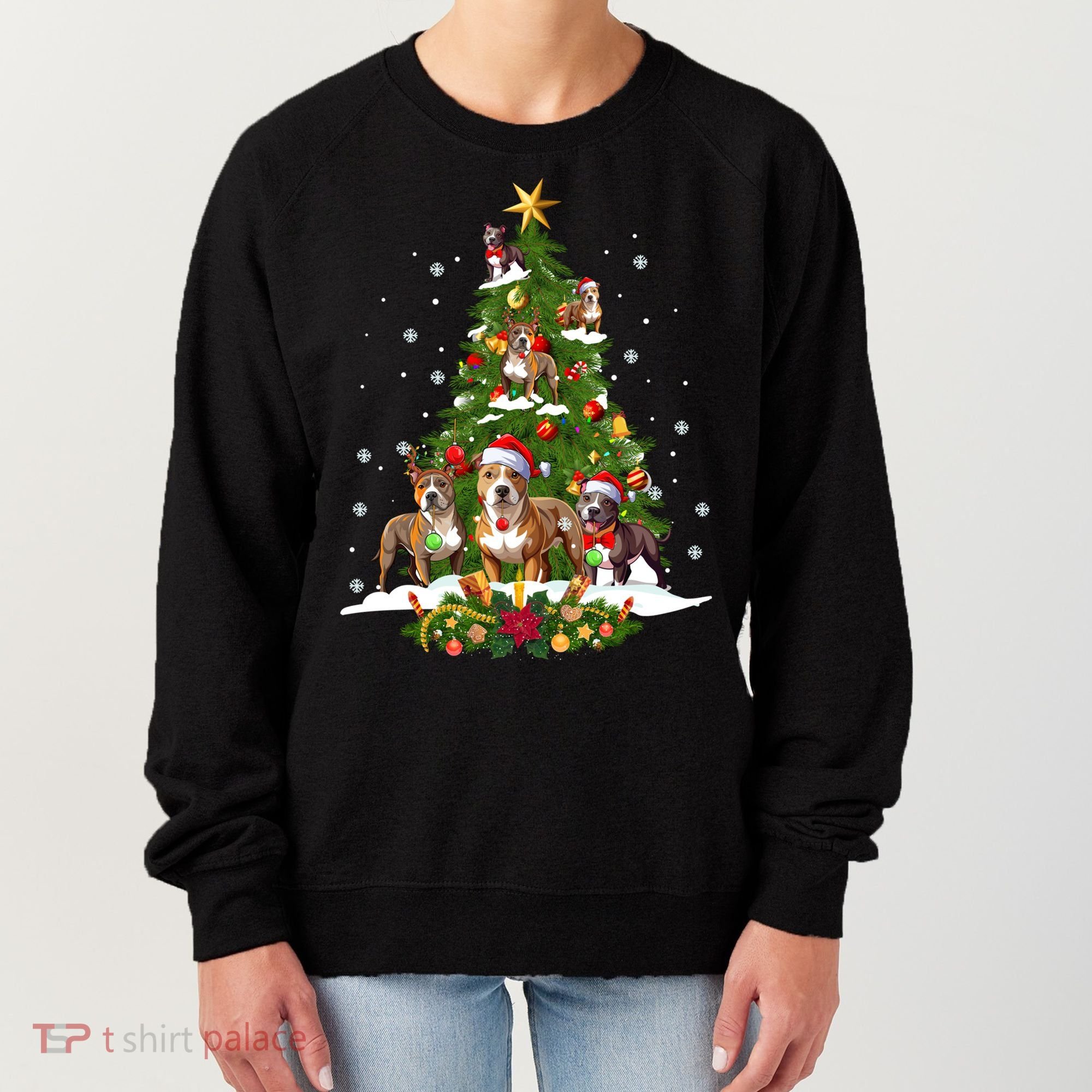 Pitbull Christmas Tree Pitbull Dog Xmas Party Great Gift Women's Sweatshirt