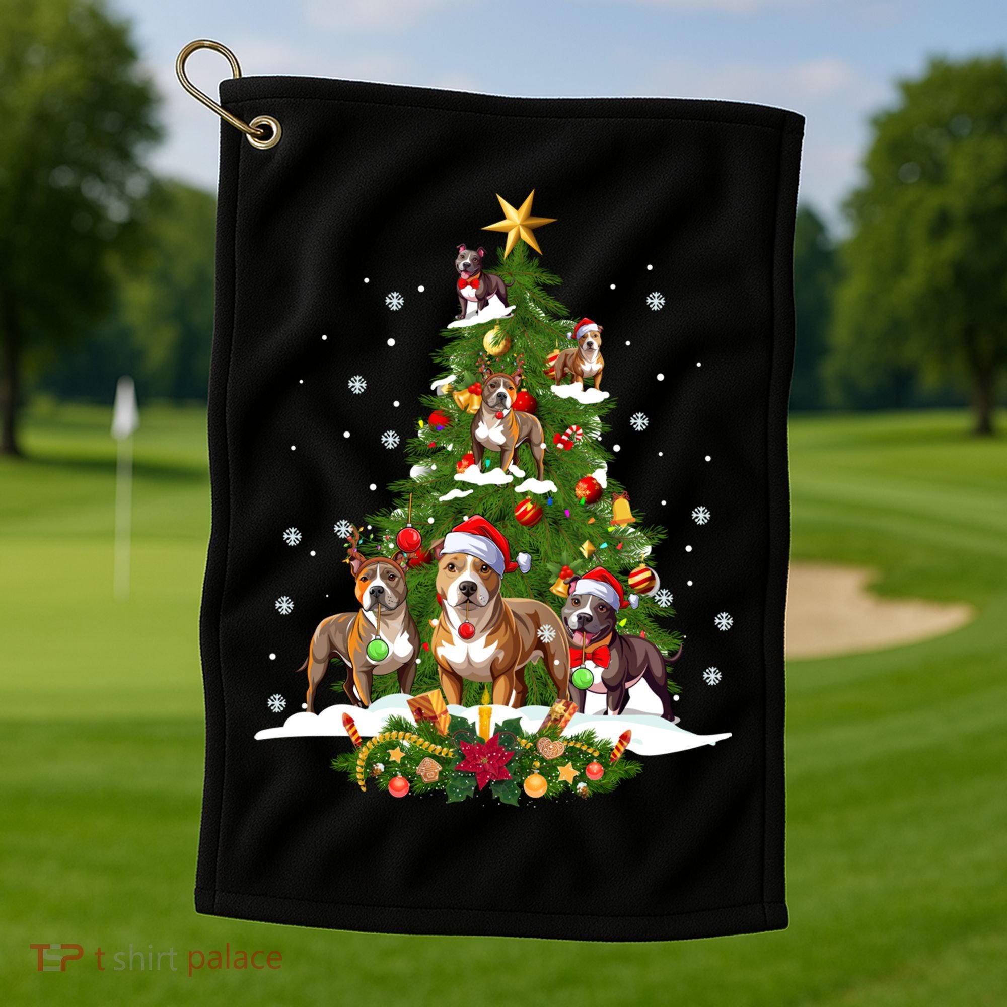 Pitbull Christmas Tree Pitbull Dog Xmas Party Great Gift Golf Towel